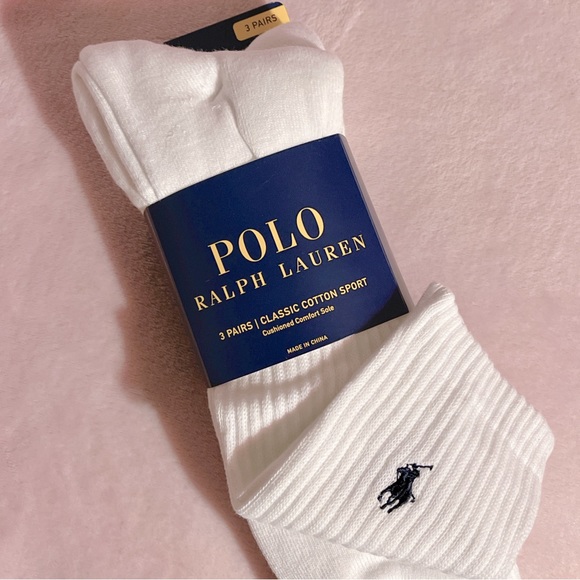 Polo Ralph Lauren Other - 🎉HP!🎉 Polo Ralph Lauren Mens Classic White Cotton Sport Crew Socks 3-Pack